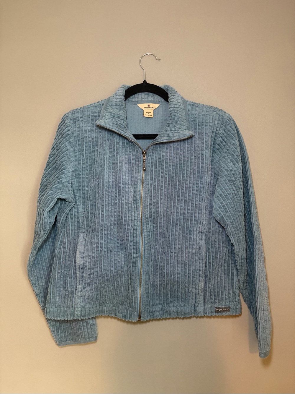 Woolrich Women’s Corduroy Jacket Small Blue Textured 100% Cotton Pockets